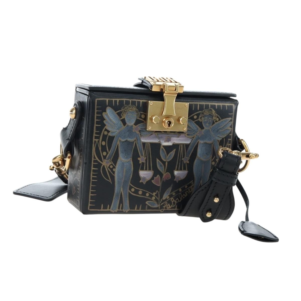 Christian Dior Dioraddict Lockbox Printed Leather Black Leather Shoulder Bag Bag (Pre-Owned)