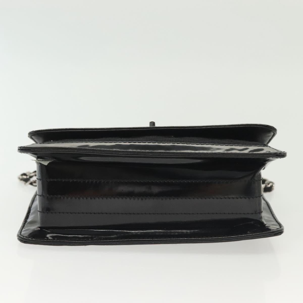 Chanel Vintage Mademoiselle Flap Quilted Canvas With Patent Black Canvas Shoulder Bag Bag (Pre-Owned)