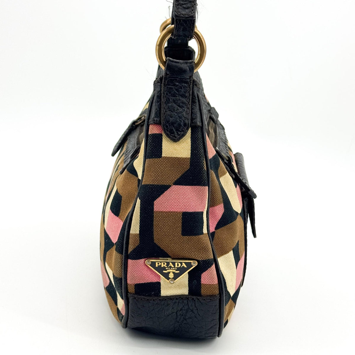 Prada Shoulder Canvas And Leather Black Canvas Shoulder Bag Bag (Pre-Owned)