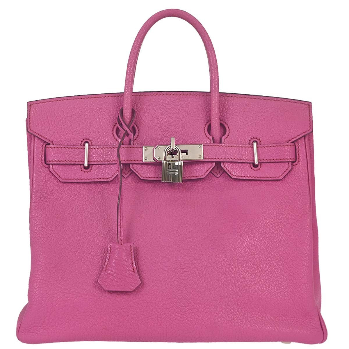 Hermes Hac Birkin Pink Chevre De Coromandel With Palladium Hardware Pink Leather Handbag (Pre-Owned)