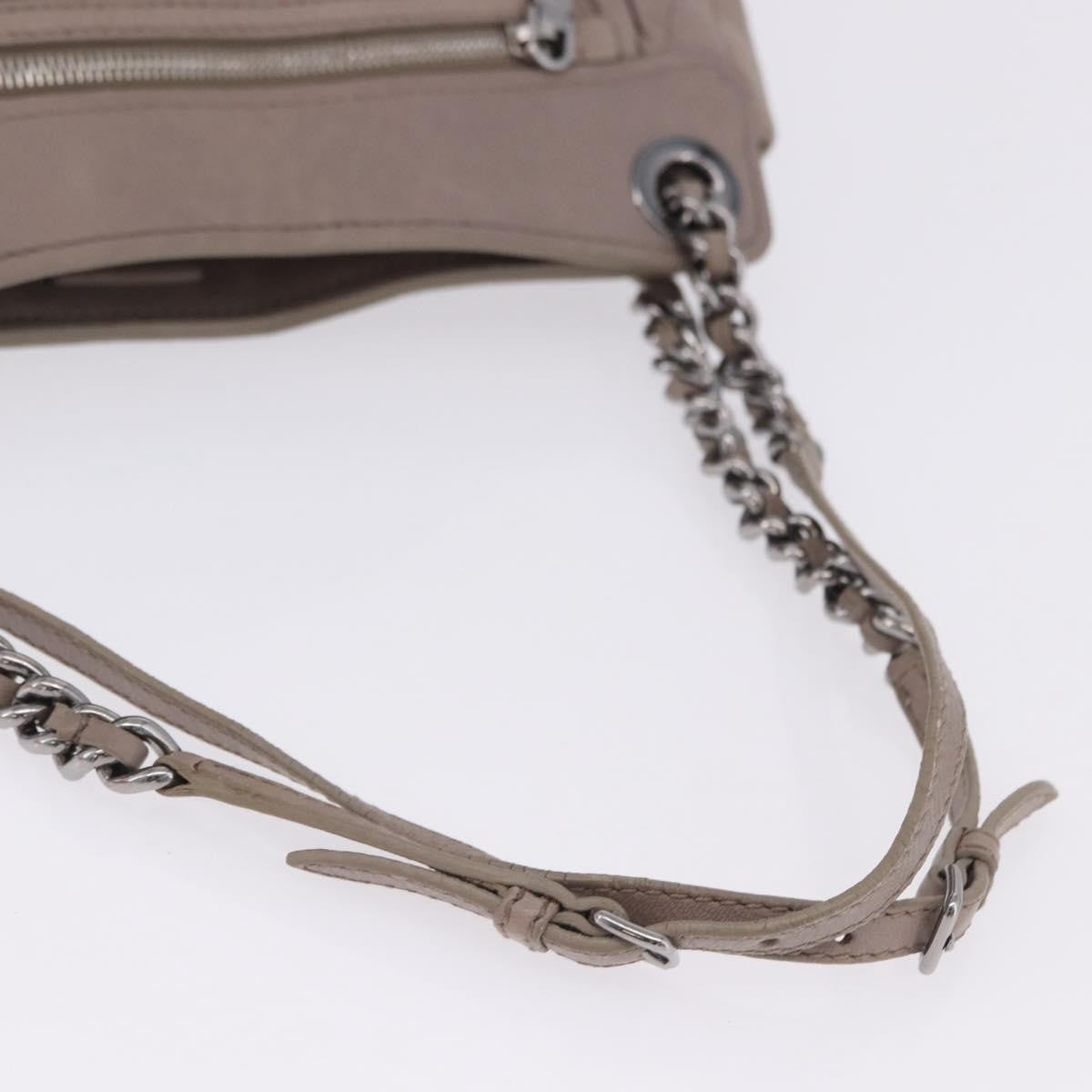 Miu Miu Chain Pushlock Matelassé Nappa Leather Beige Leather Shoulder Bag Bag (Pre-Owned)