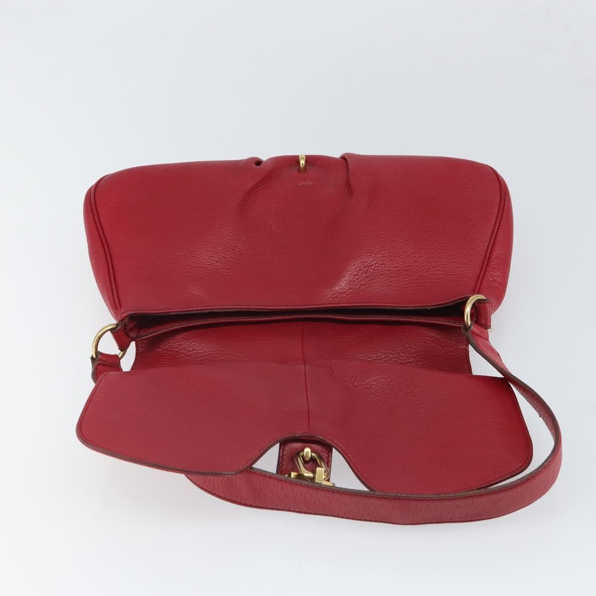 Salvatore Ferragamo Gancini Leather Red Leather Shoulder Bag Bag (Pre-Owned)