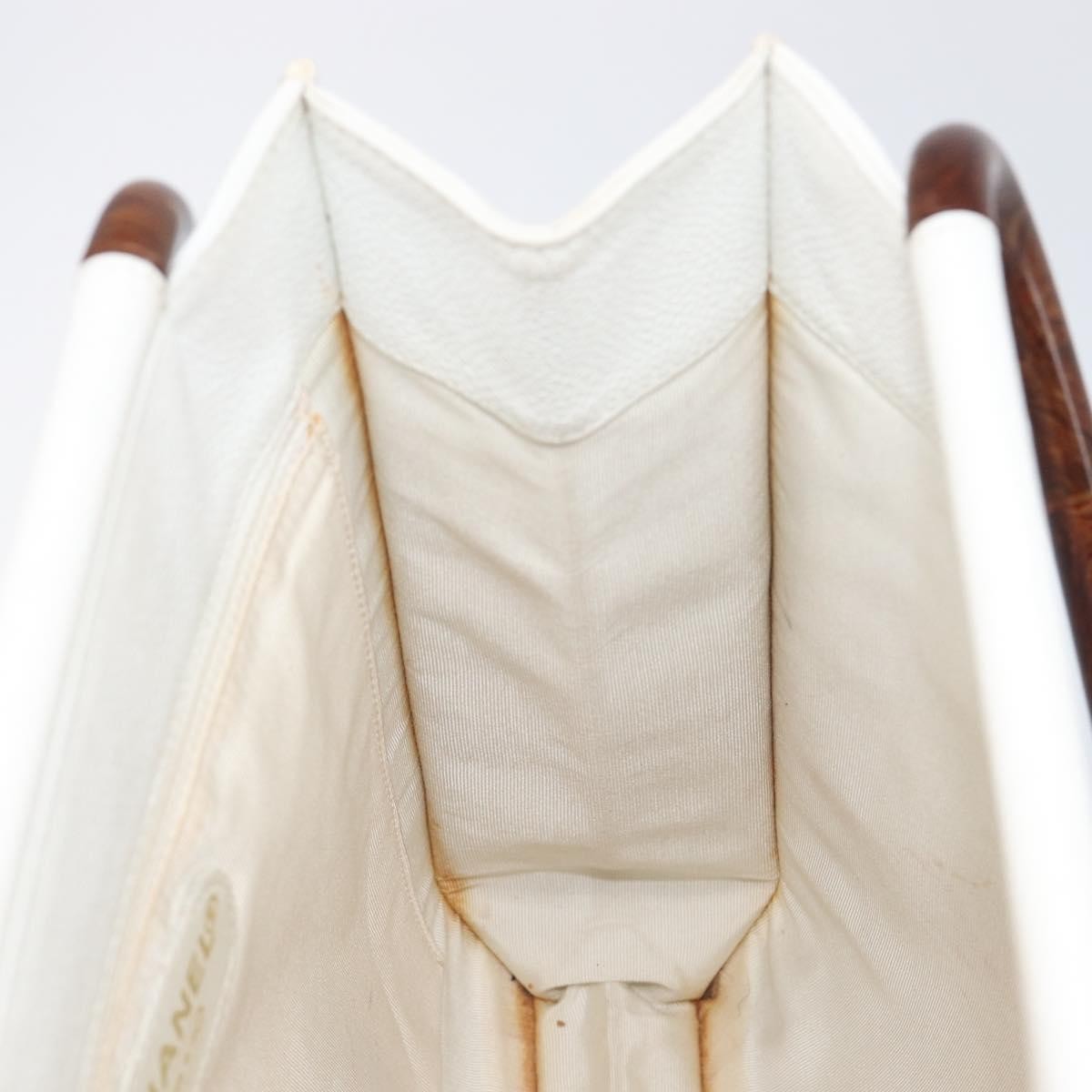Chanel Vintage Wooden Quilted Caviar White Leather Tote Bag Bag (Pre-Owned)