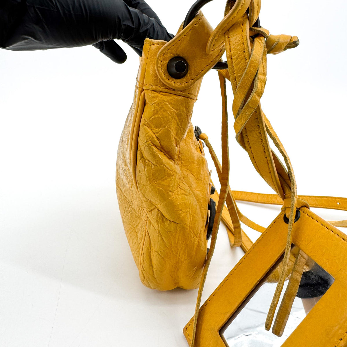 Balenciaga Hip Classic Studs Leather Yellow Leather Crossbody Bag Bag (Pre-Owned)