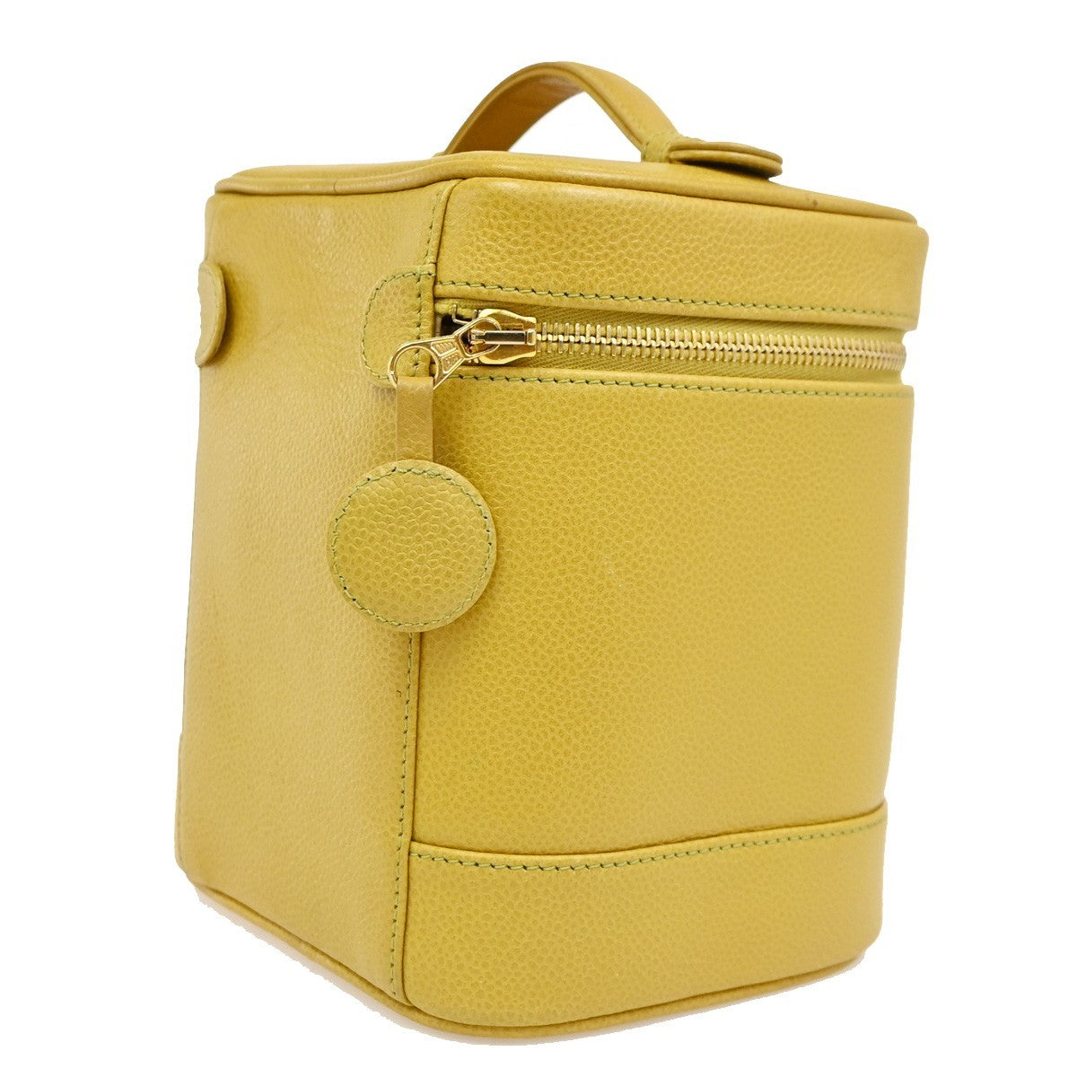 Chanel Vintage Timeless Cosmetic Case Caviar Yellow Leather Clutche & Pouche Bag (Pre-Owned)