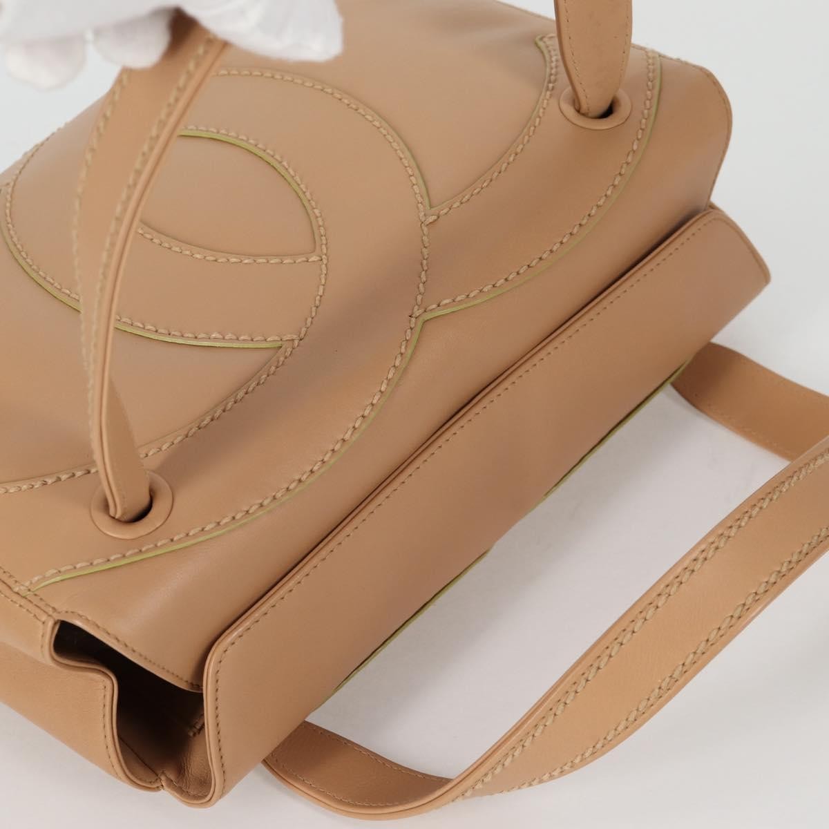 Chanel Cc Stitch Tote Lambskin Beige Leather Bag (Pre-Owned)