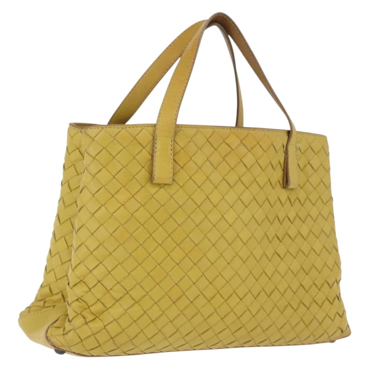 Bottega Veneta Belted Intrecciato Nappa Yellow Leather Tote Bag Bag (Pre-Owned)
