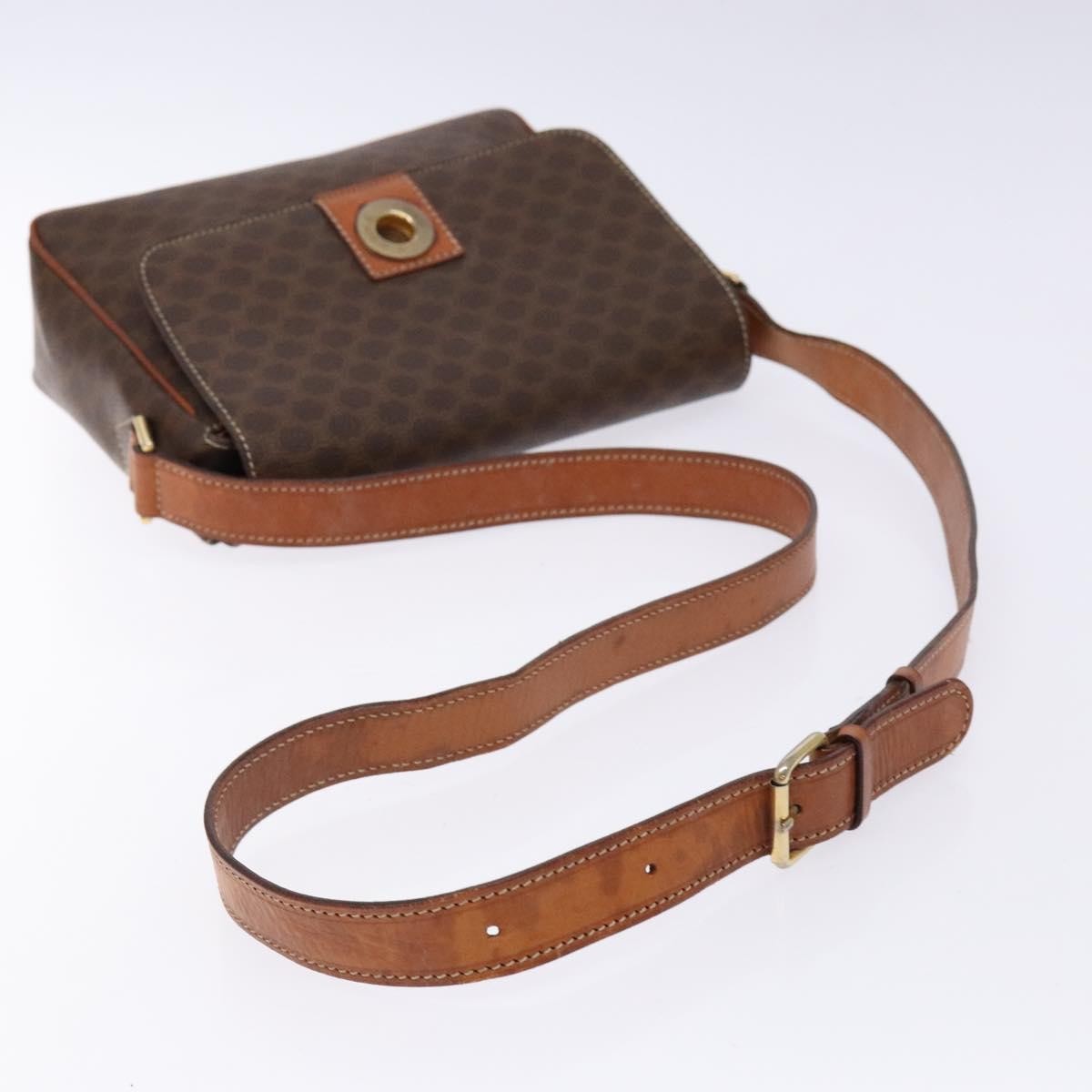 Celine Macadam Shoulder Pvc Leather Brown Canvas Bag (Pre-Owned)