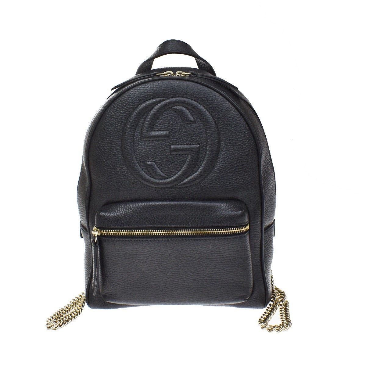Gucci Soho Chain Leather Black Leather Backpack Bag (Pre-Owned)