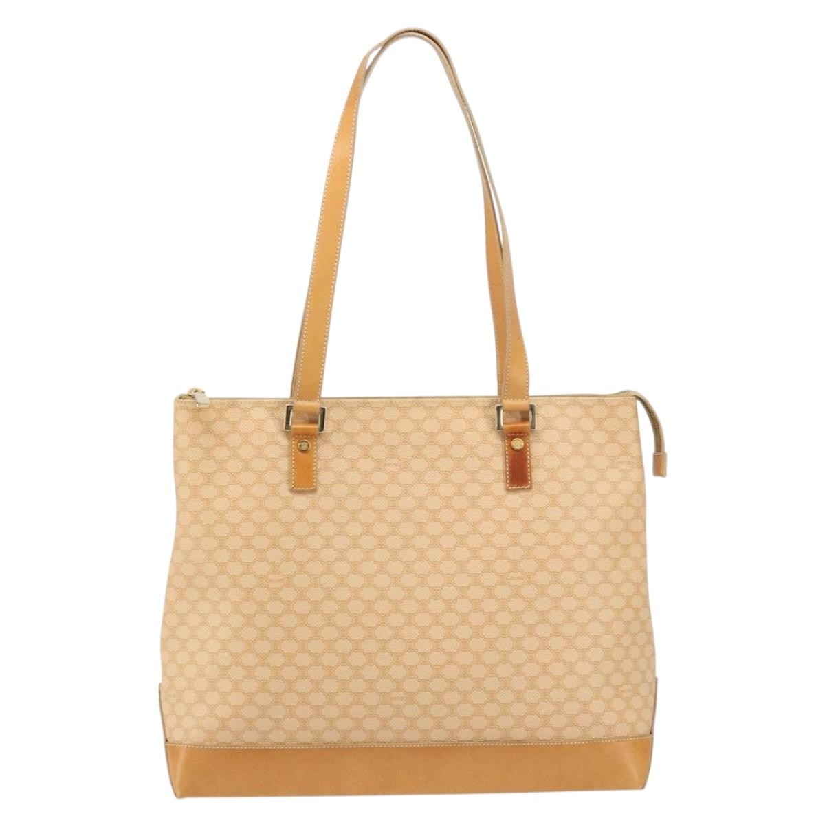 Celine Vintage Macadam Canvas And Leather Beige Canvas Tote Bag Bag (Pre-Owned)