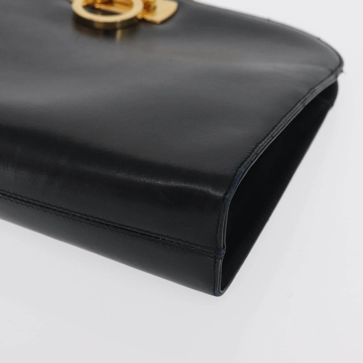 Salvatore Ferragamo Vintage Gancini Chain Leather Navy Leather Shoulder Bag Bag (Pre-Owned)