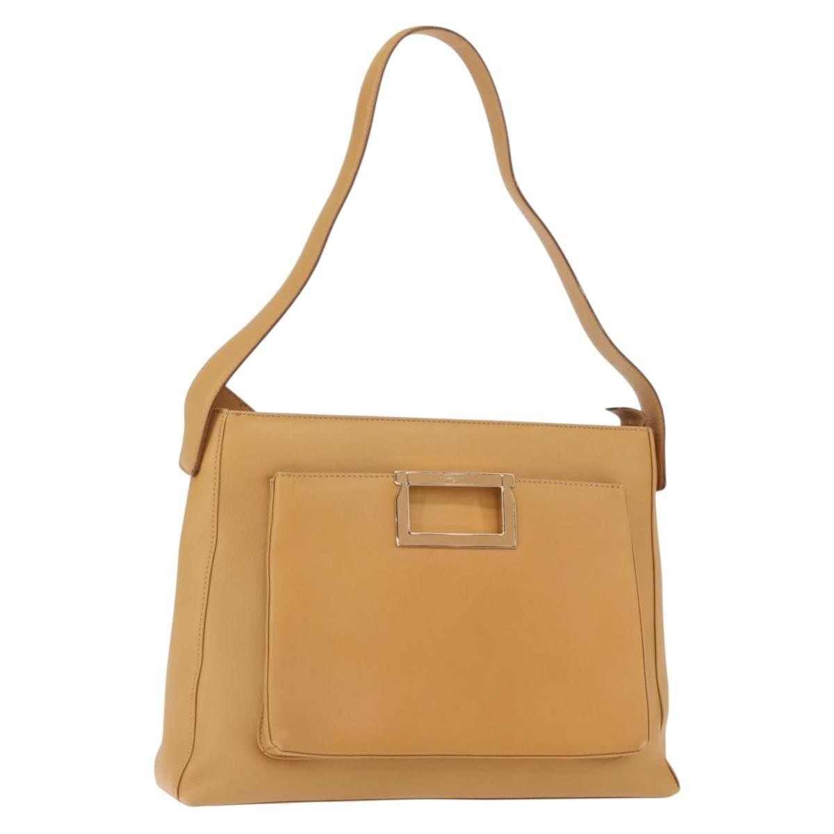 Salvatore Ferragamo Vintage Leather Beige Leather Bag (Pre-Owned)