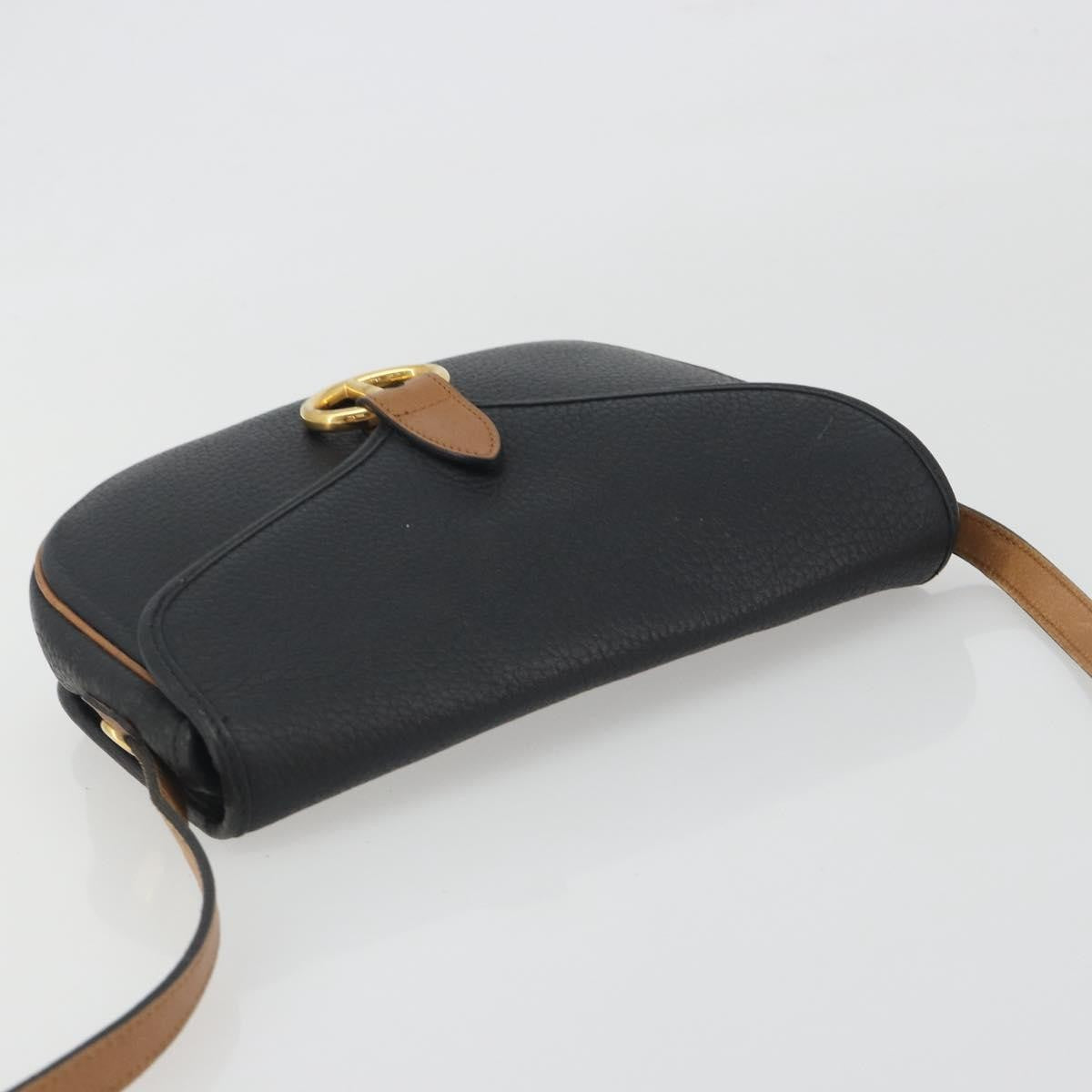 Christian Dior Vintage Cd Flap Leather Black Leather Shoulder Bag Bag (Pre-Owned)