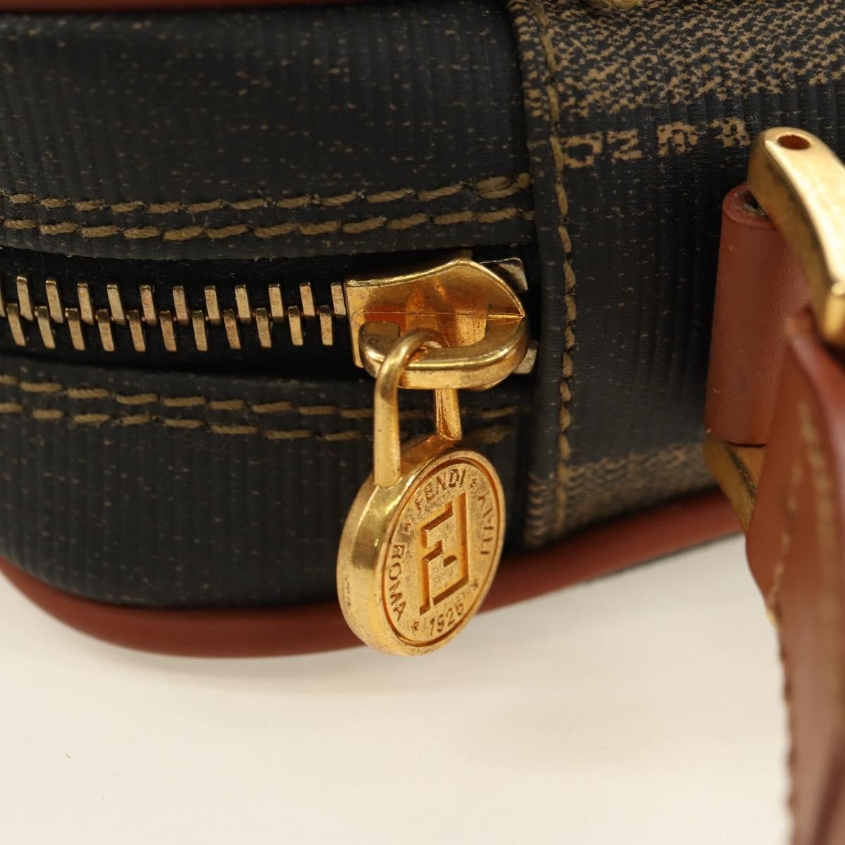 Fendi Vintage Pequin Coated Canvas Brown Canvas Tote Bag Bag (Pre-Owned)