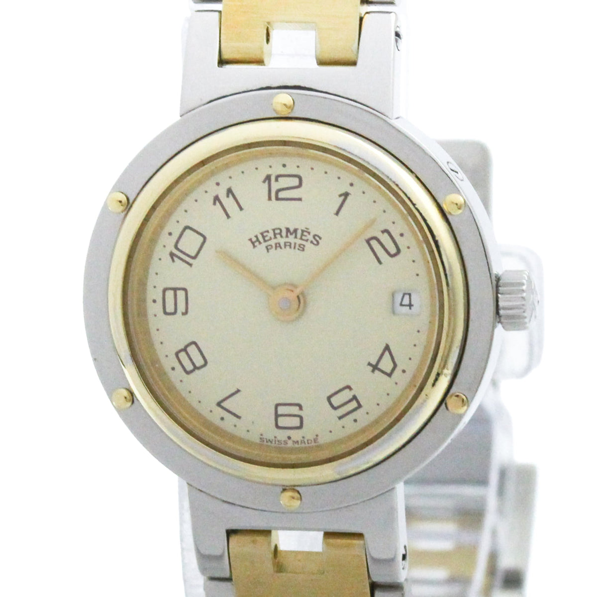 Hermes Clipper Quartz Stainless Steel And Plated Metal Watch (Pre-Owned)