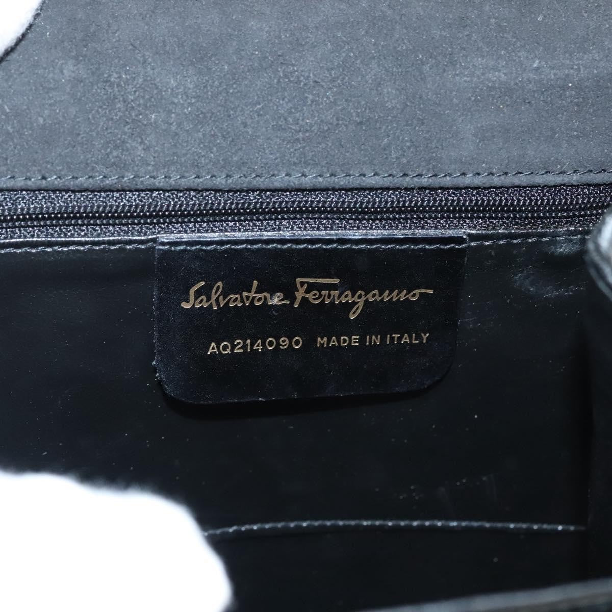 Salvatore Ferragamo Vintage Patent Leather Black Patent_Leather Handbag (Pre-Owned)