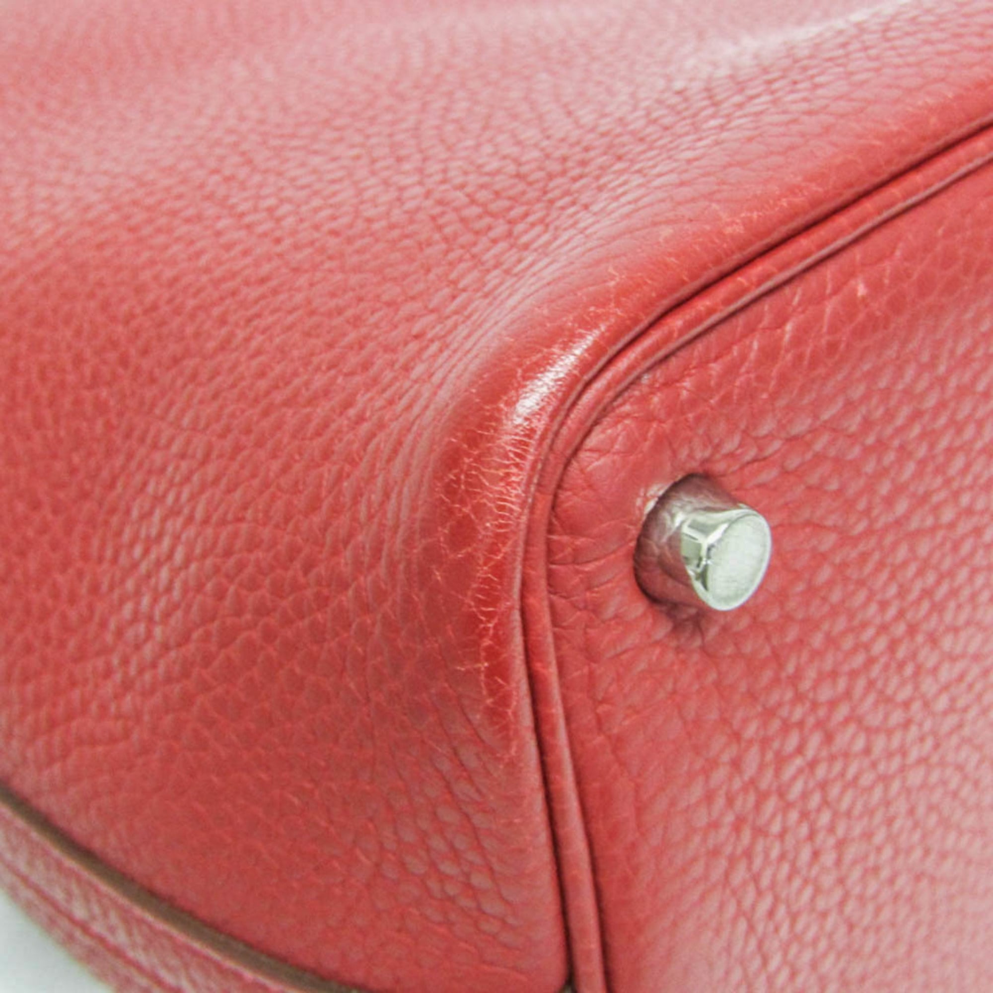 Hermes Picotin Clemence Red Leather Handbag (Pre-Owned)