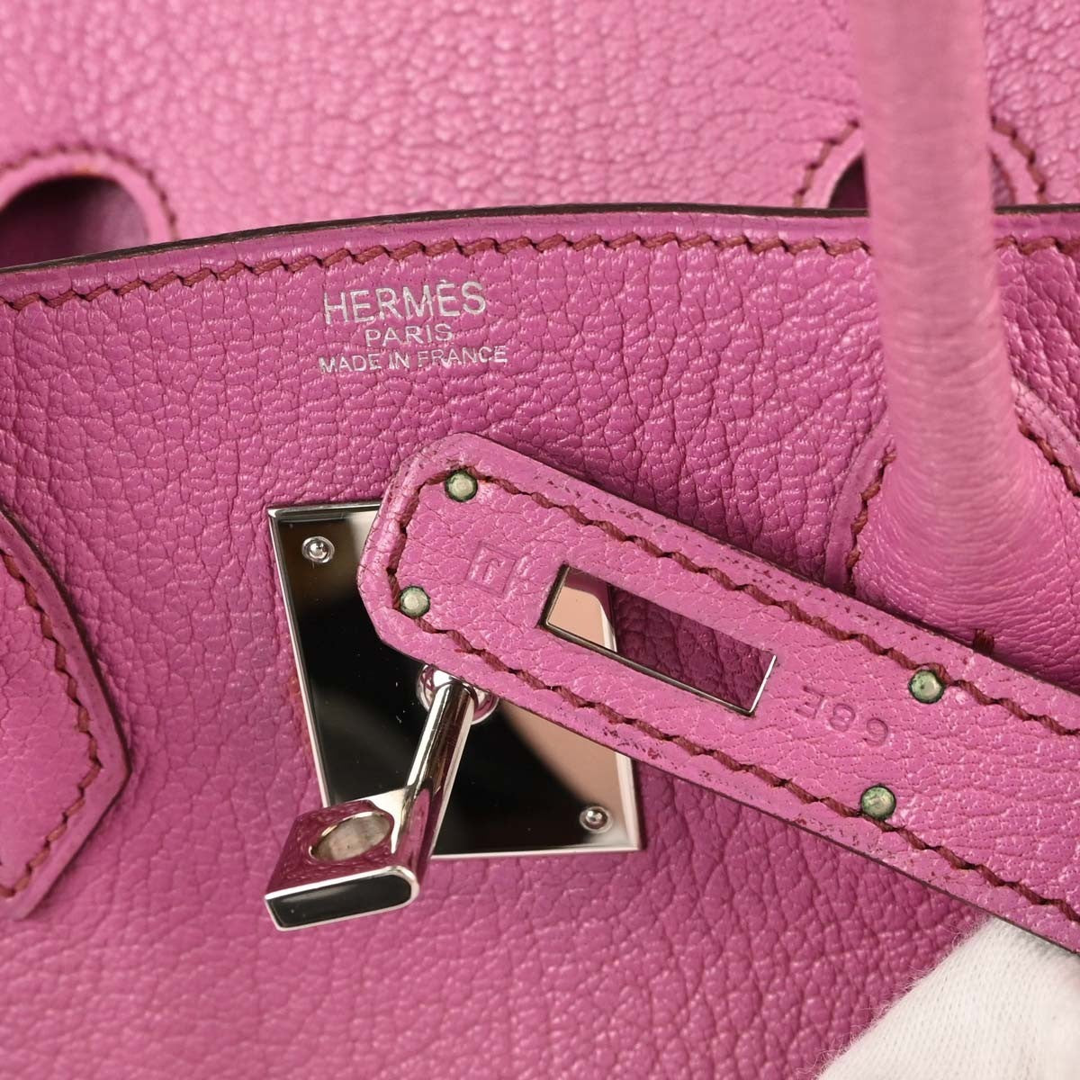 Hermes Hac Birkin Pink Chevre De Coromandel With Palladium Hardware Pink Leather Handbag (Pre-Owned)