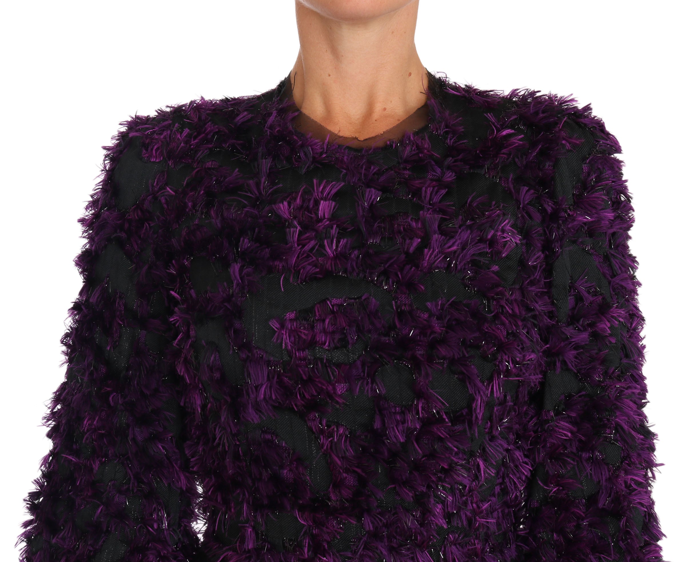 Dolce & Gabbana Purple Fringe Midi Sheath Women's Dress