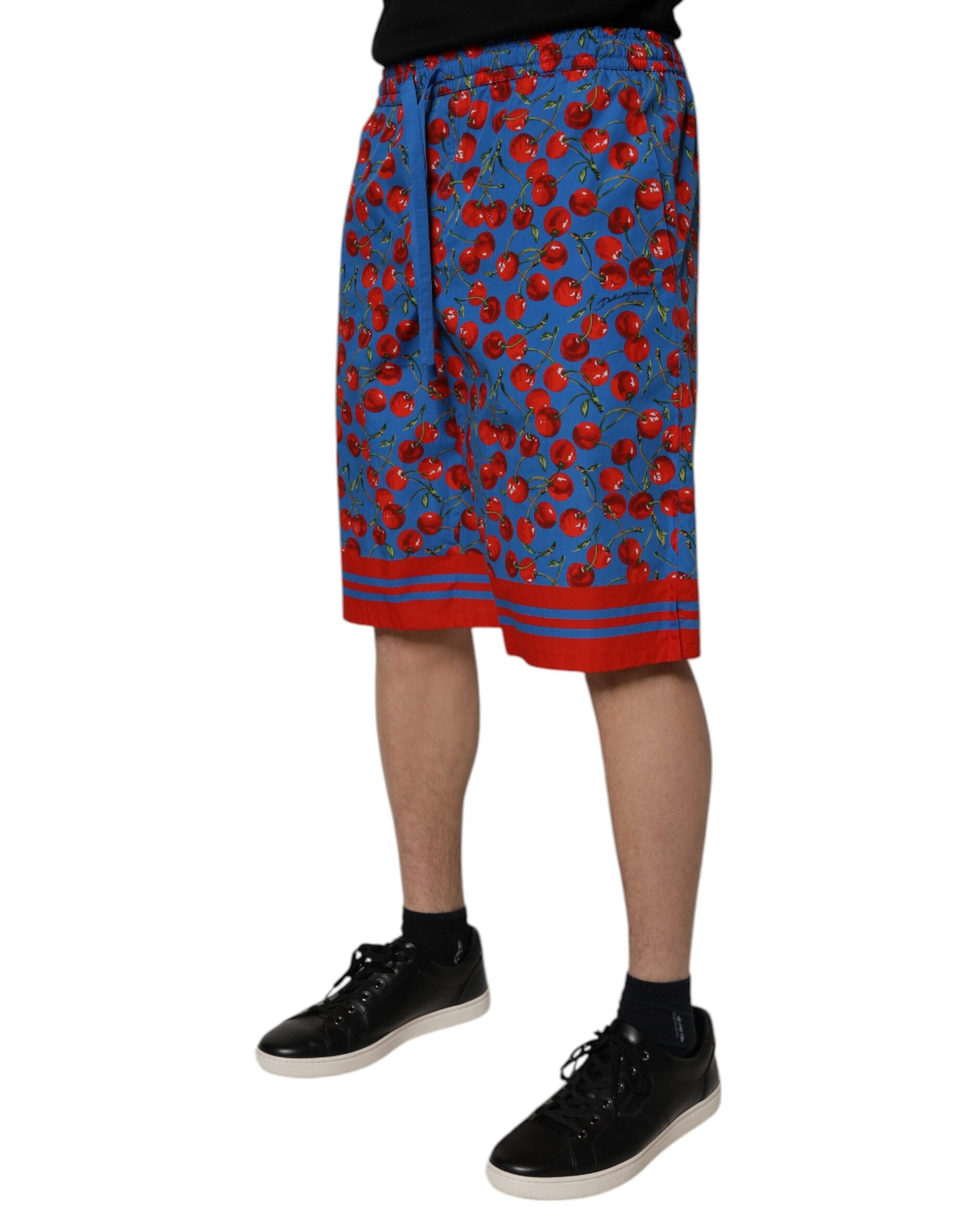 Dolce & Gabbana Blue Cherry Print Cotton Men Bermuda Men's Shorts