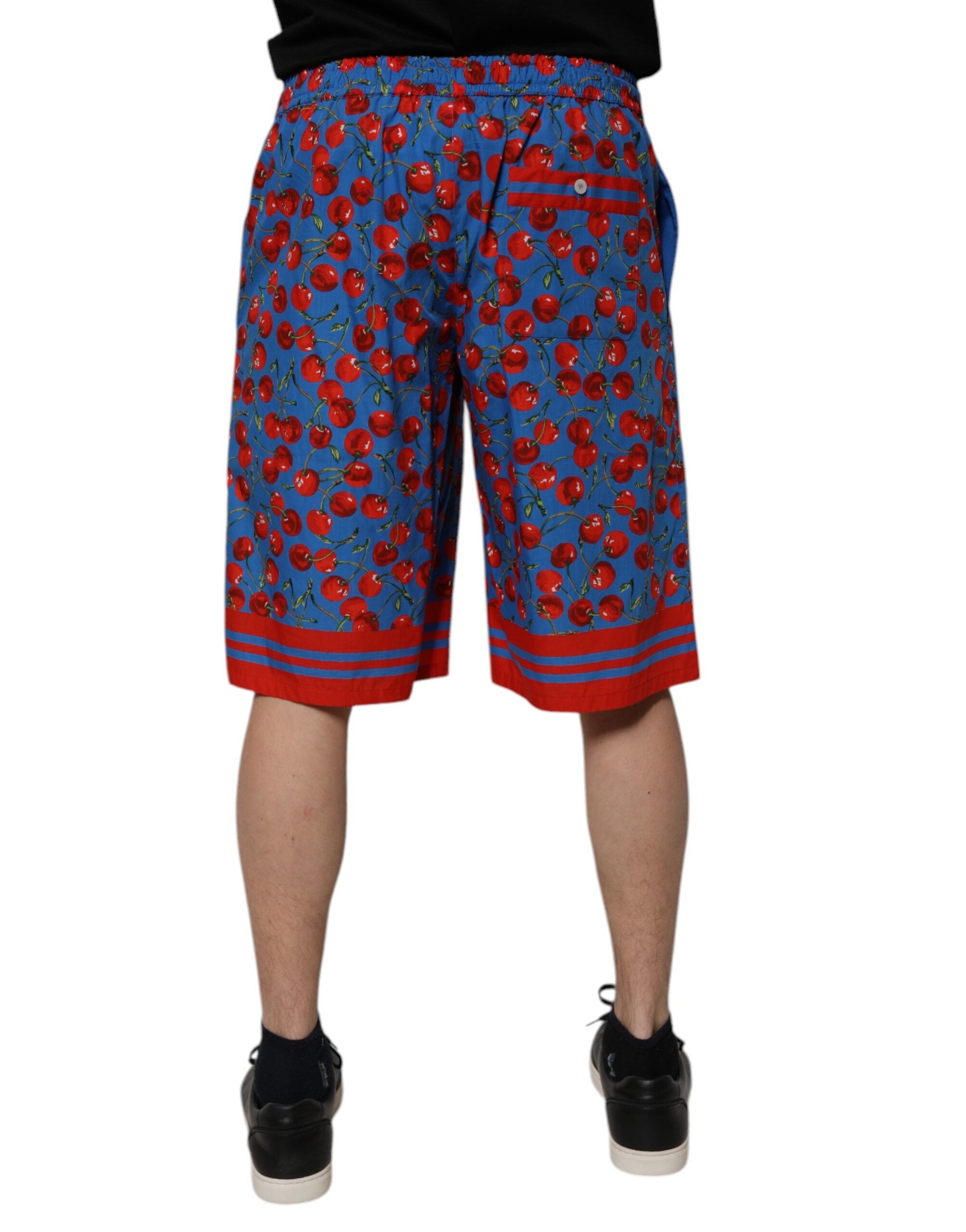 Dolce & Gabbana Blue Cherry Print Cotton Men Bermuda Men's Shorts