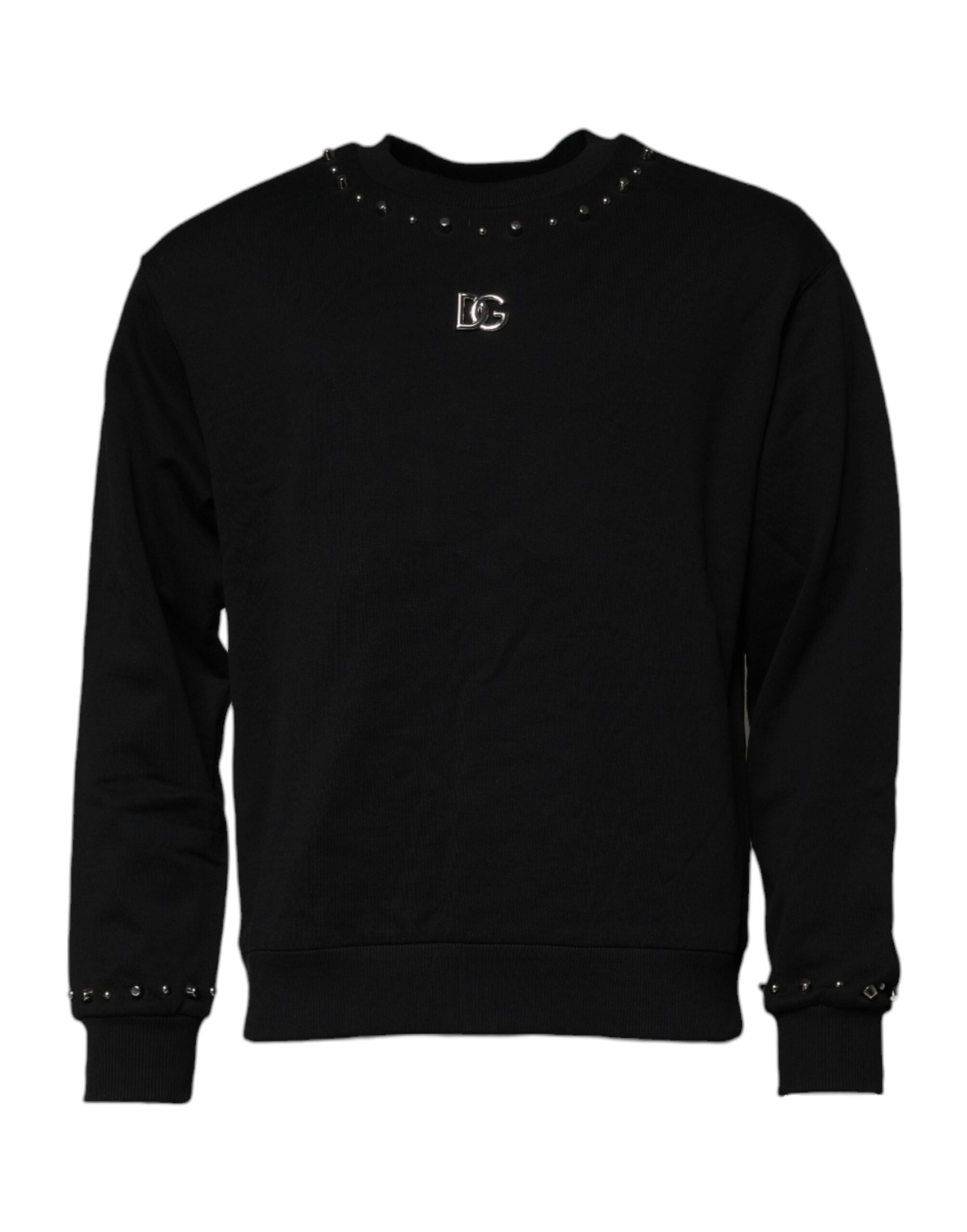 Dolce & Gabbana Black Logo Stud Pullover Sweatshirt Men's Sweater