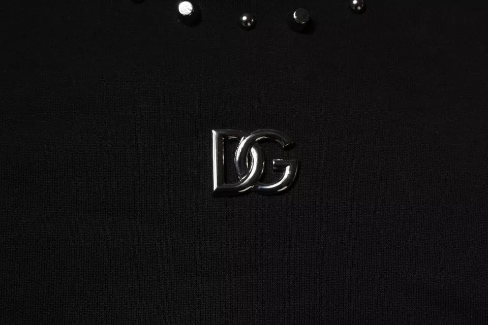 Dolce & Gabbana Black Logo Stud Pullover Sweatshirt Men's Sweater
