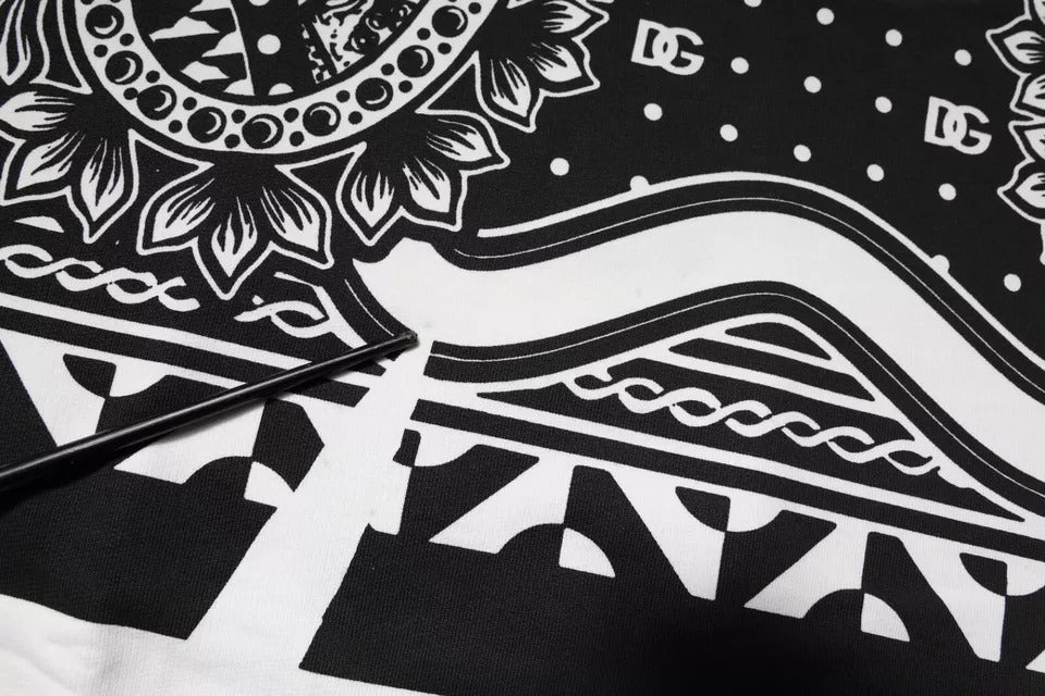 Dolce & Gabbana White Black Printed Cotton Sweatshirt Men's Sweater (Pre-Owned)