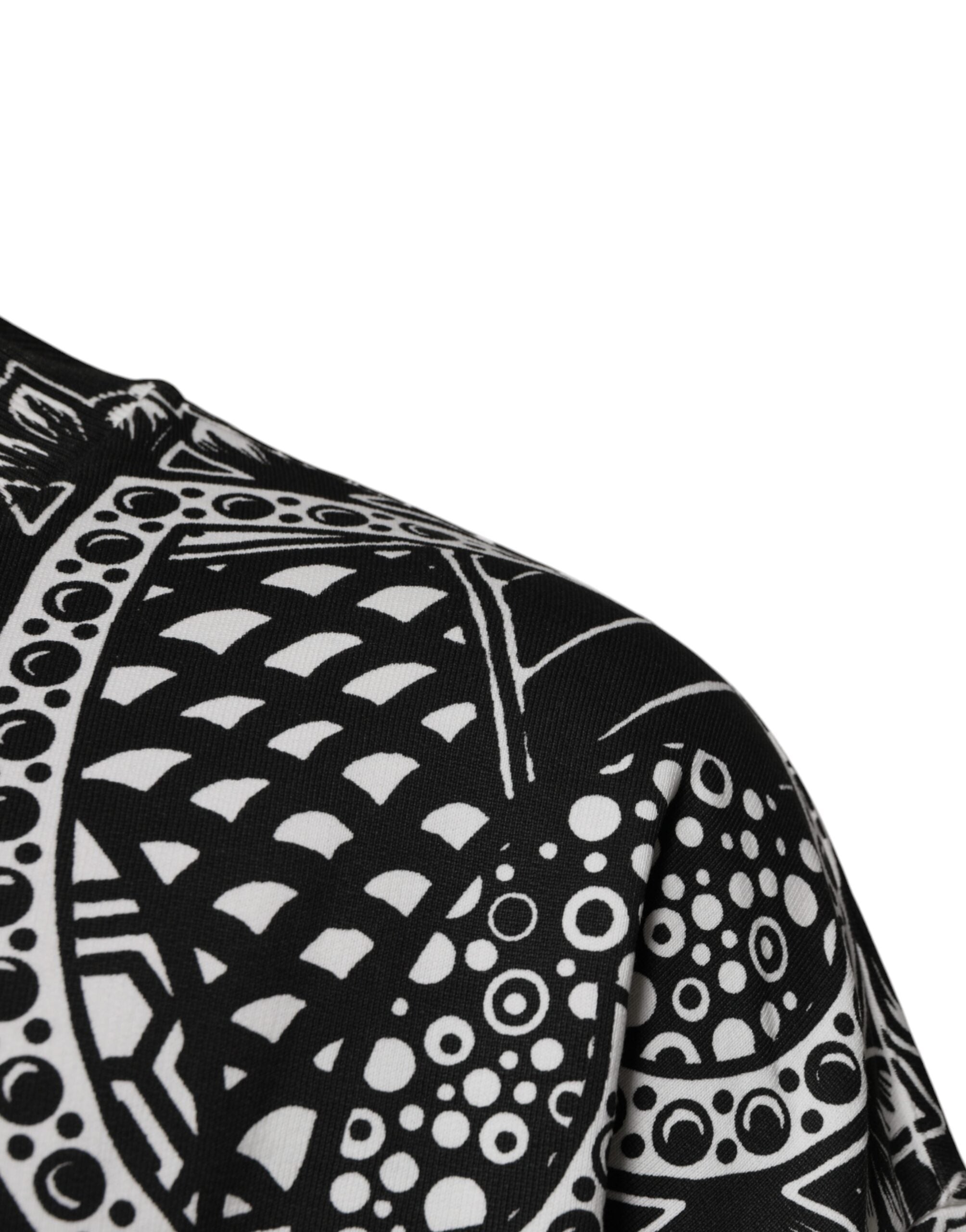 Dolce & Gabbana White Black Print Cotton Sweatshirt Men's Sweater (Pre-Owned)