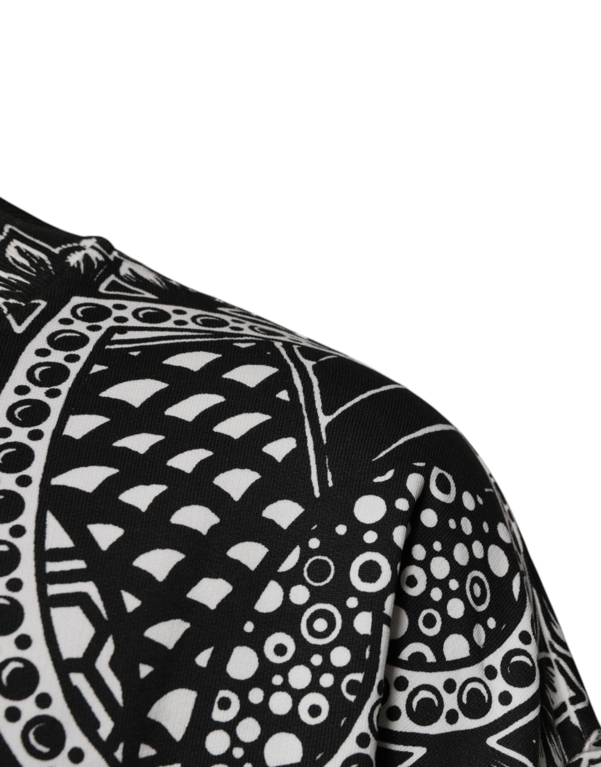 Dolce & Gabbana White Black Print Cotton Sweatshirt Men's Sweater (Pre-Owned)