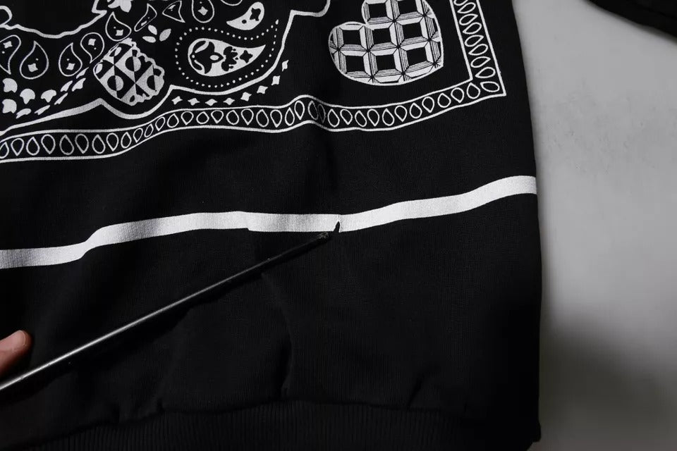 Dolce & Gabbana Black Bandana Hooded Men Sweatshirt Men's Sweater (Pre-Owned)