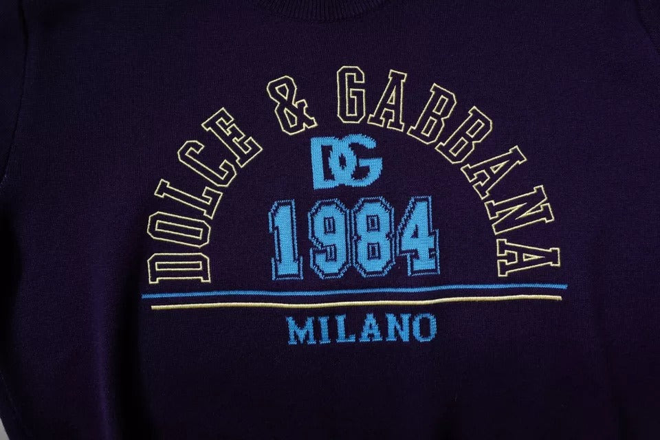 Dolce & Gabbana Blue 1984 Milano CrewNeck Sweatshirt Men's Sweater