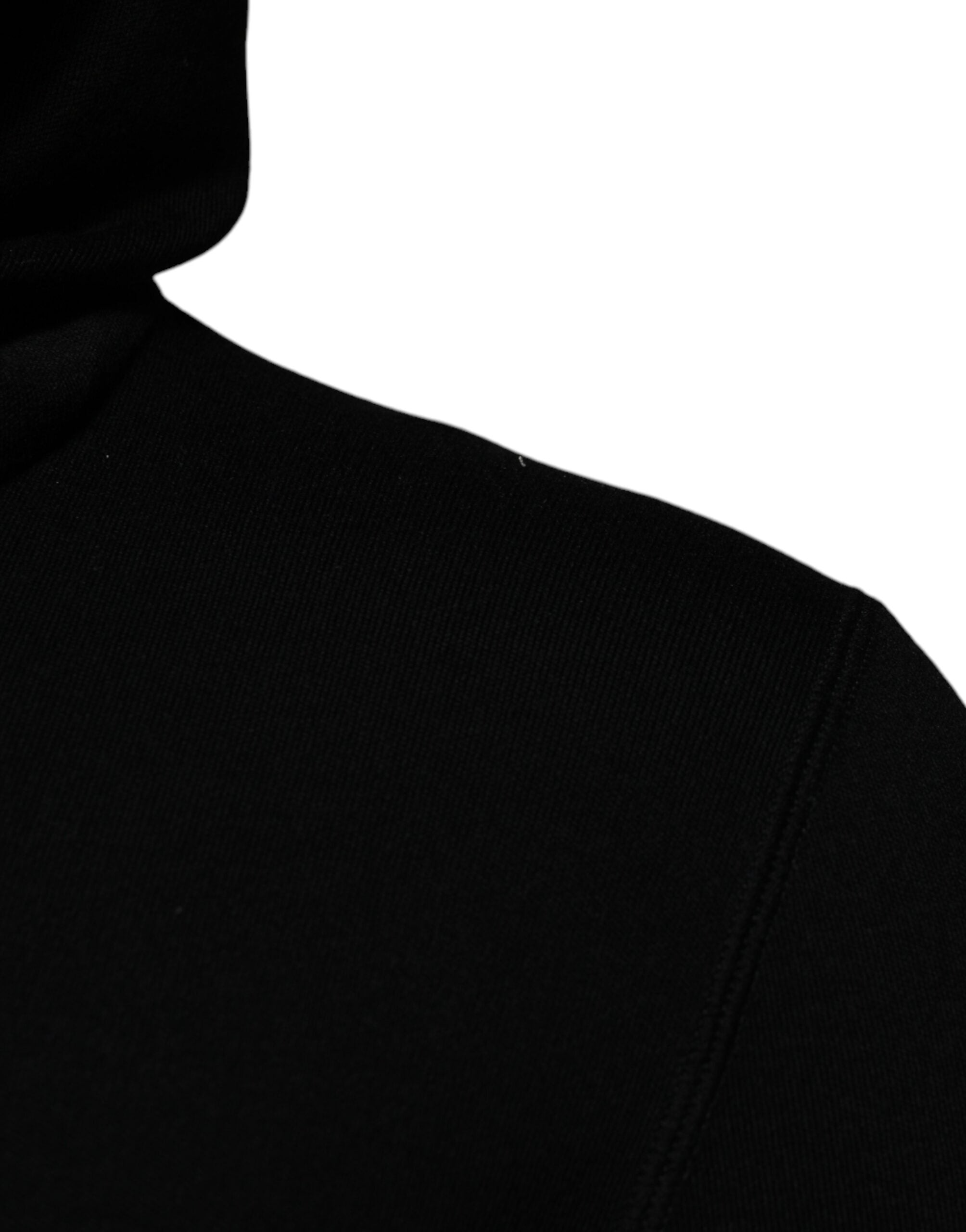 Dolce & Gabbana Black Wool Logo Hooded Sweatshirt Men's Sweater