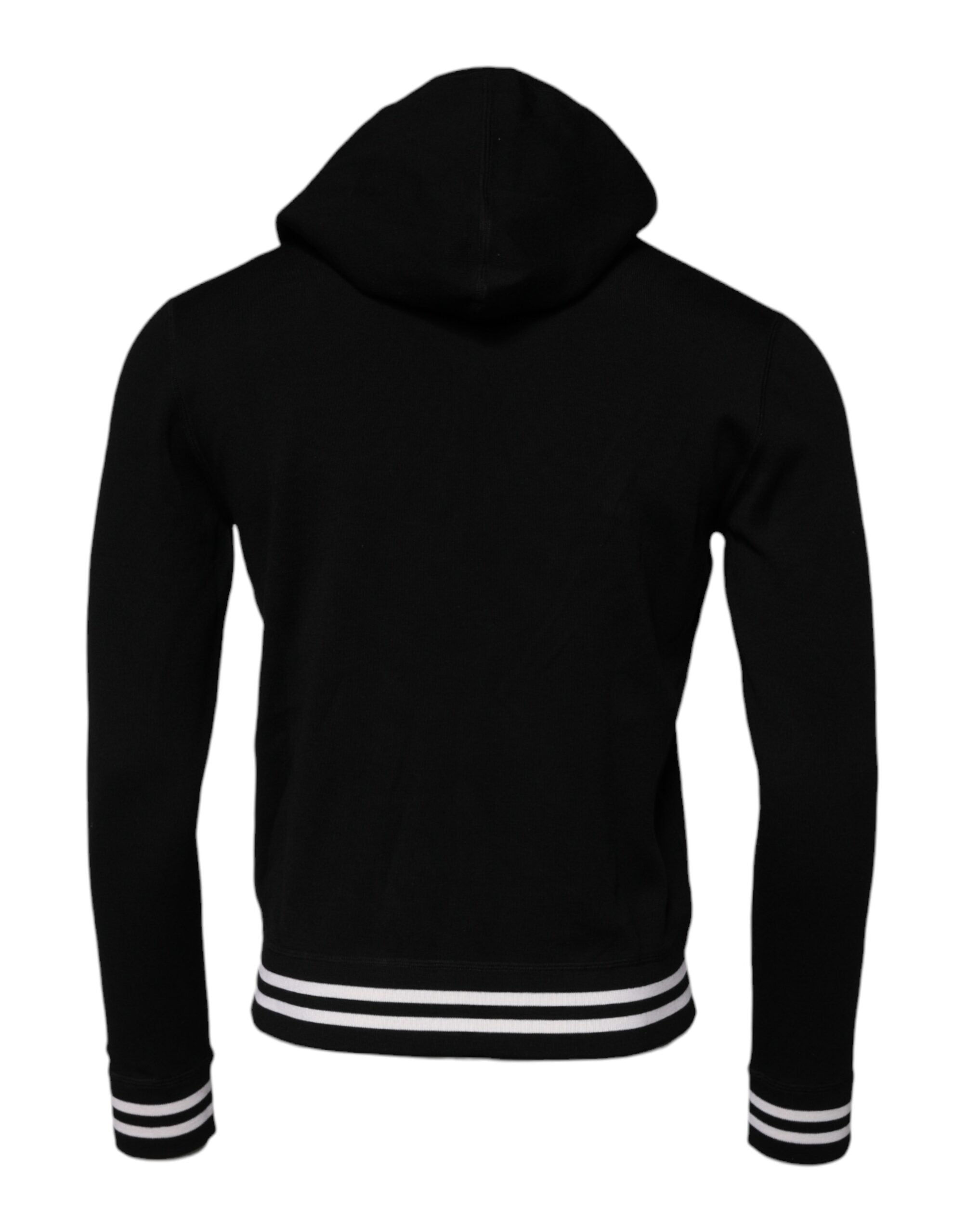 Dolce & Gabbana Black Wool Logo Hooded Sweatshirt Men's Sweater
