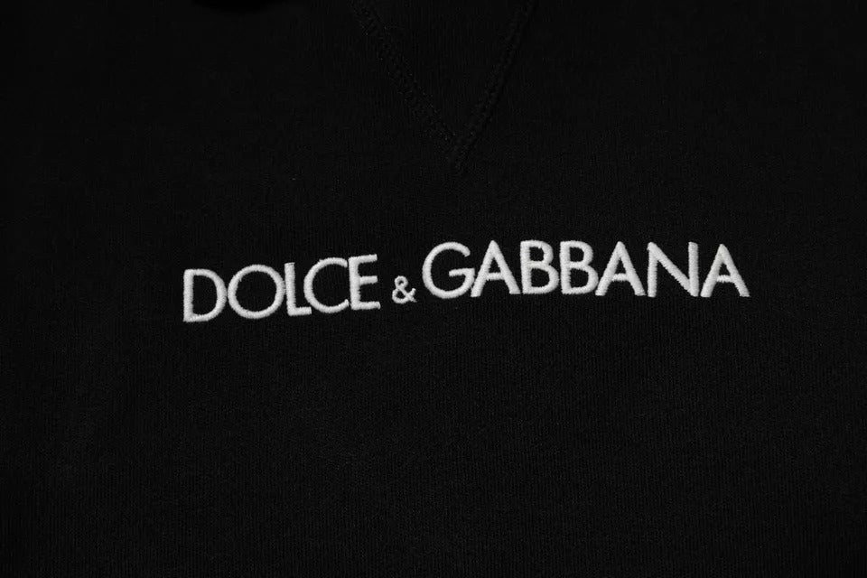 Dolce & Gabbana Black Wool Logo Hooded Sweatshirt Men's Sweater