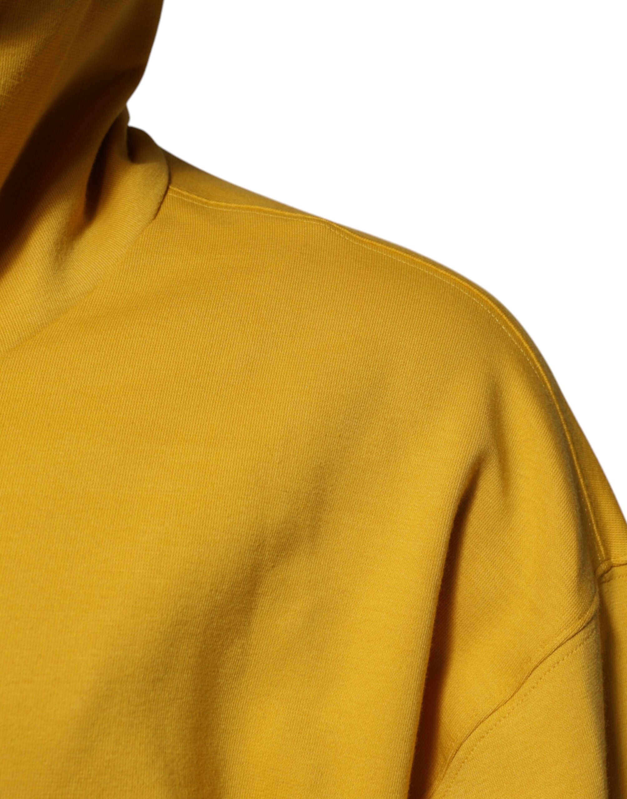 Dolce & Gabbana Yellow Logo Plaque Hooded Full Zip Men's Sweater