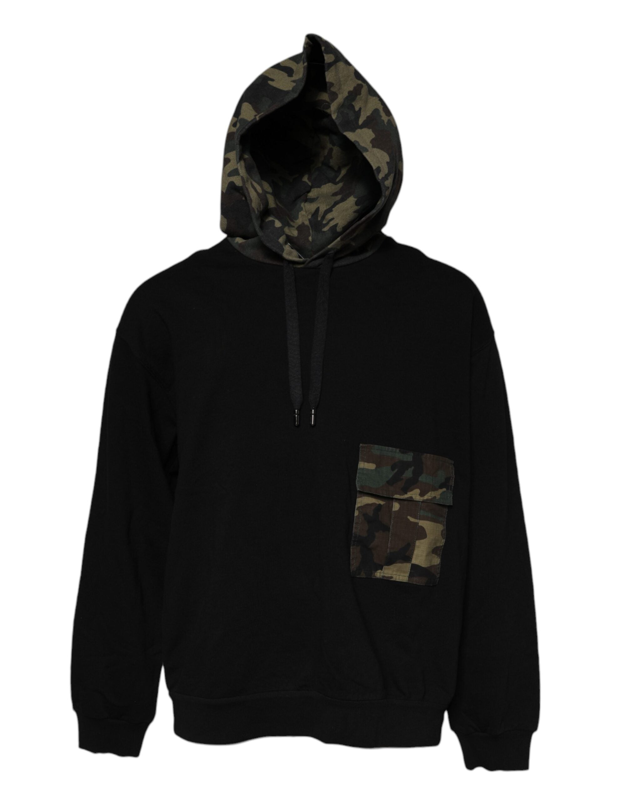 Dolce & Gabbana Black Camouflage Hooded Sweatshirt Men's Sweater