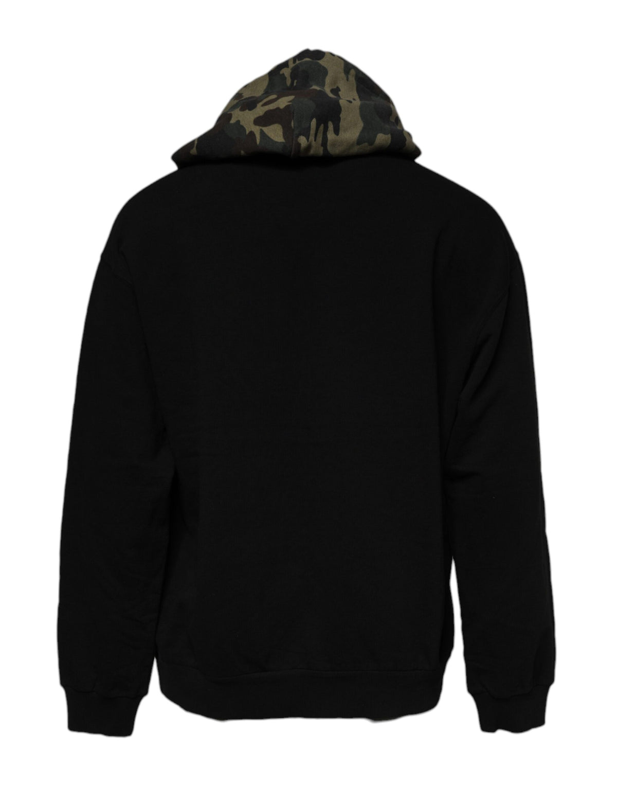 Dolce & Gabbana Black Camouflage Hooded Sweatshirt Men's Sweater