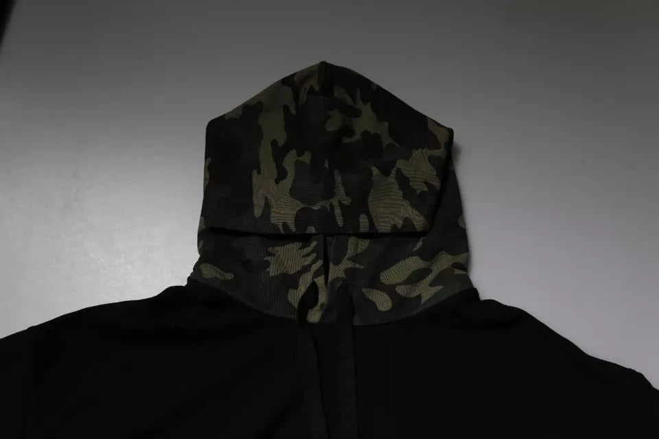 Dolce & Gabbana Black Camouflage Hooded Sweatshirt Men's Sweater