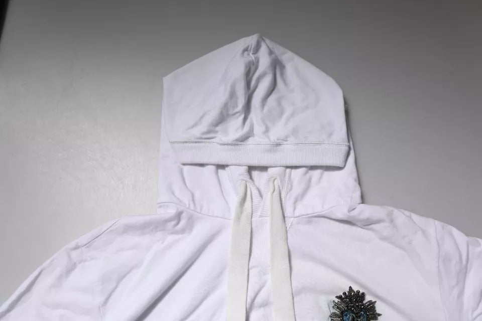 Dolce & Gabbana White Cotton Hooded Sweatshirt Men's Sweater (Pre-Owned)