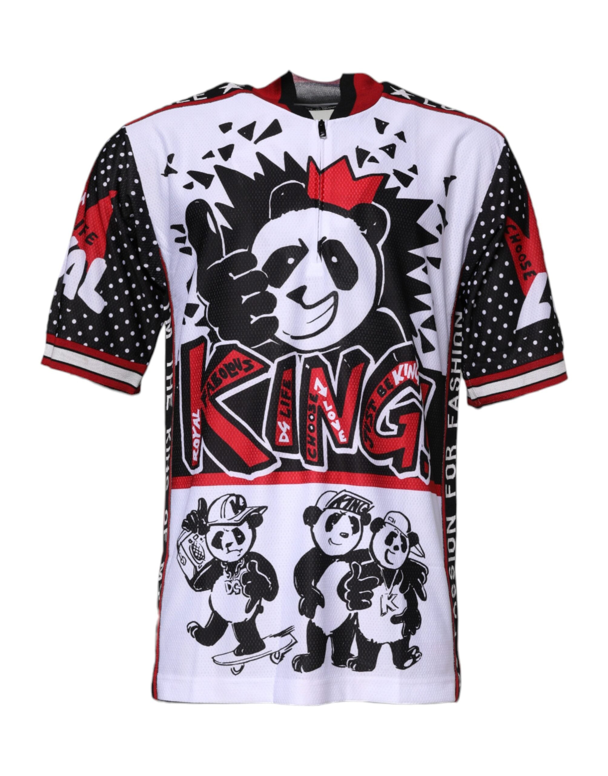 Dolce & Gabbana Multicolor King Panda Print Zipper Collar Men's T-shirt (Pre-Owned)