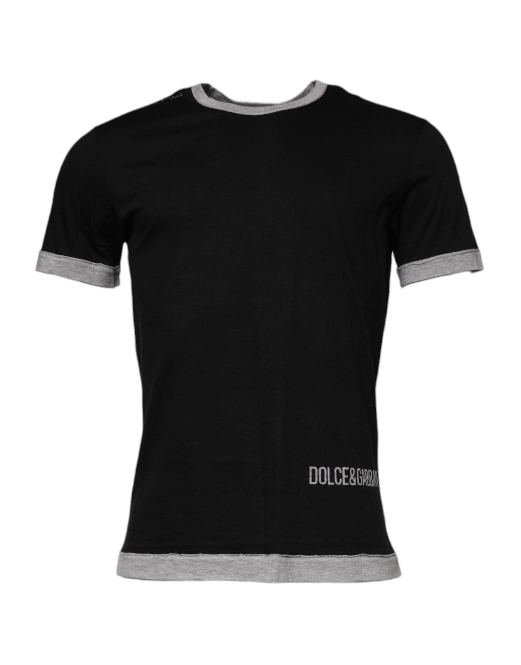 Dolce & Gabbana Black Logo Cotton Crew Neck Men Tee Men's T-shirt