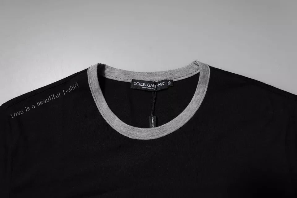 Dolce & Gabbana Black Logo Cotton Crew Neck Men Tee Men's T-shirt