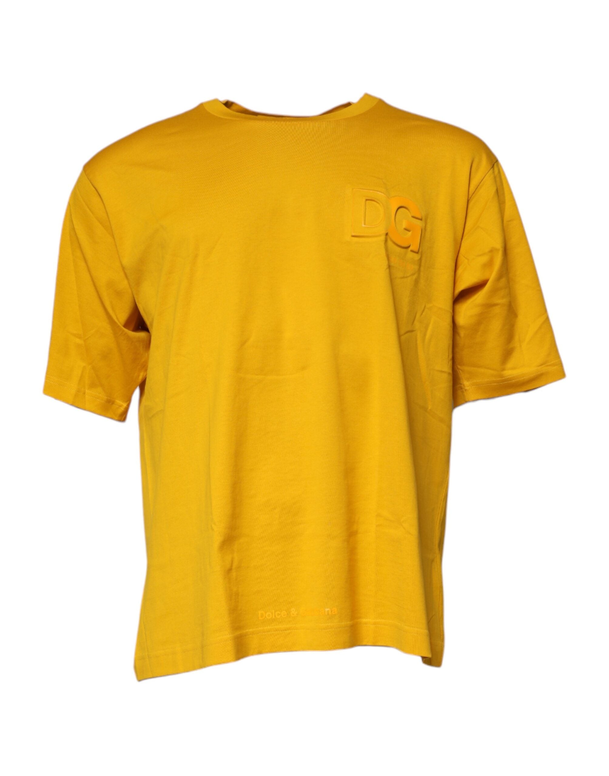 Dolce & Gabbana Dark Yellow Logo Cotton Men Crew Neck Men's T-shirt