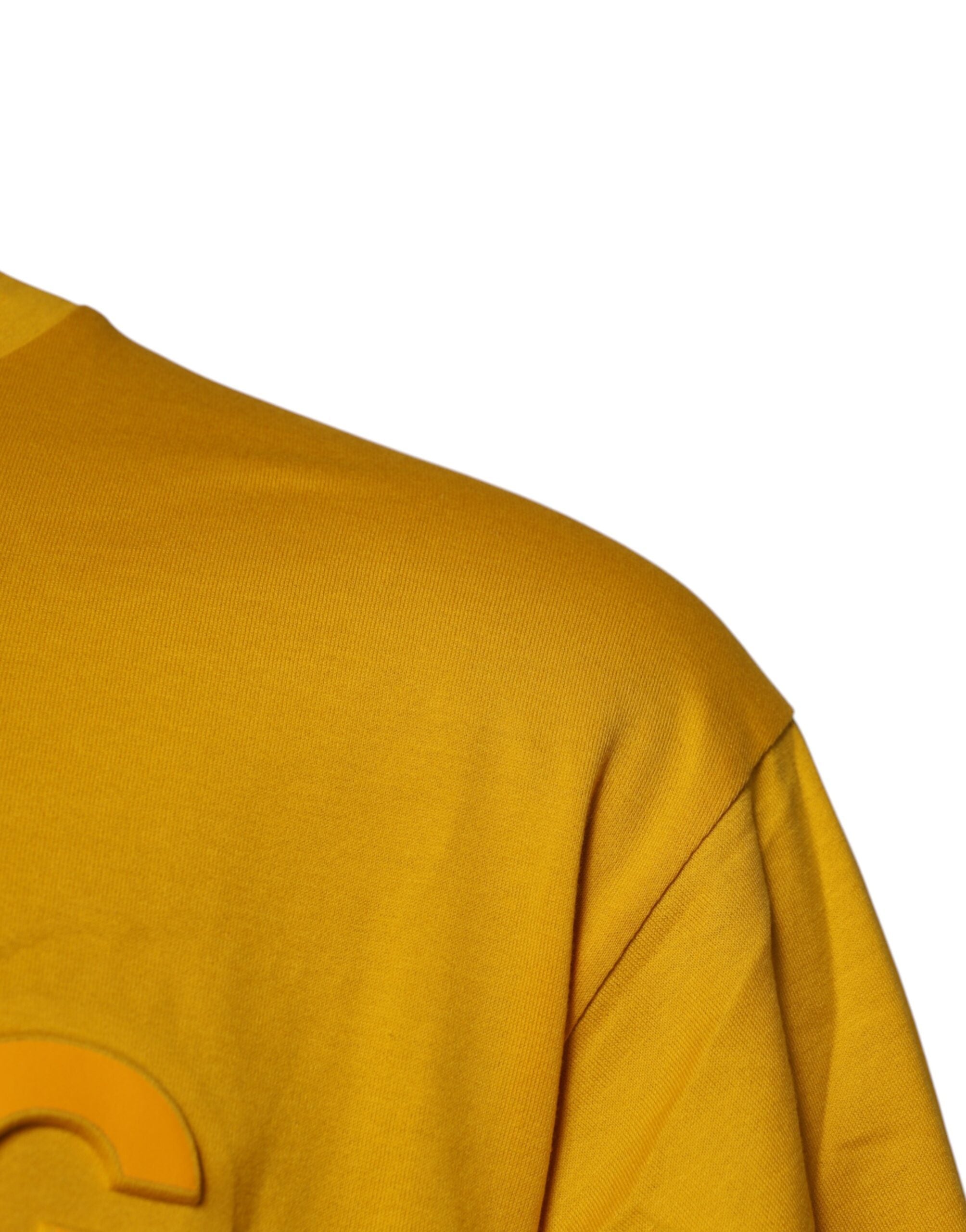Dolce & Gabbana Dark Yellow Logo Cotton Men Crew Neck Men's T-shirt