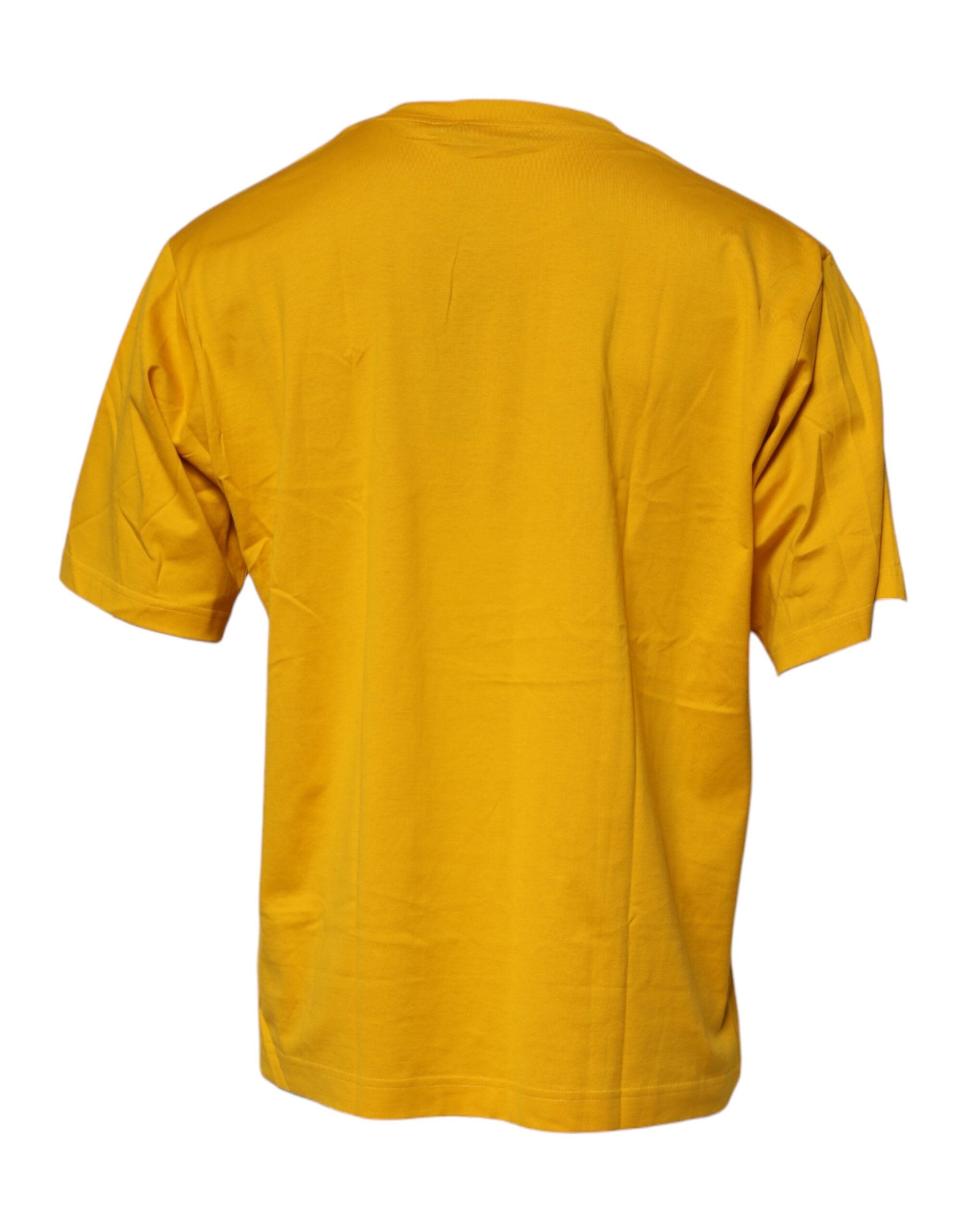 Dolce & Gabbana Dark Yellow Logo Cotton Men Crew Neck Men's T-shirt
