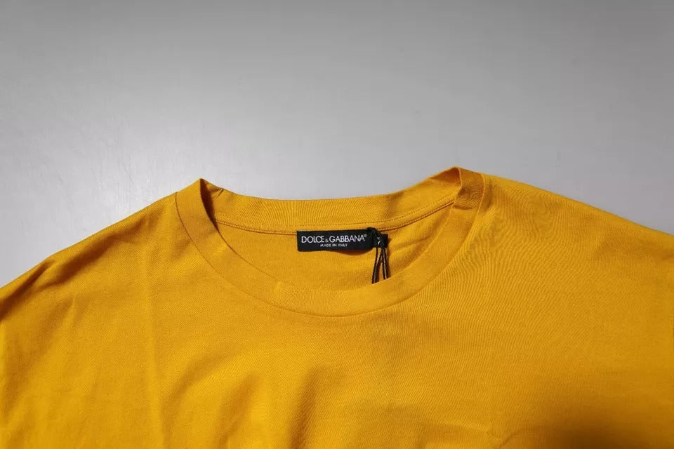 Dolce & Gabbana Dark Yellow Logo Cotton Men Crew Neck Men's T-shirt