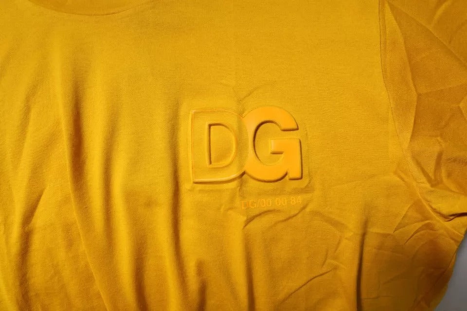 Dolce & Gabbana Dark Yellow Logo Cotton Men Crew Neck Men's T-shirt