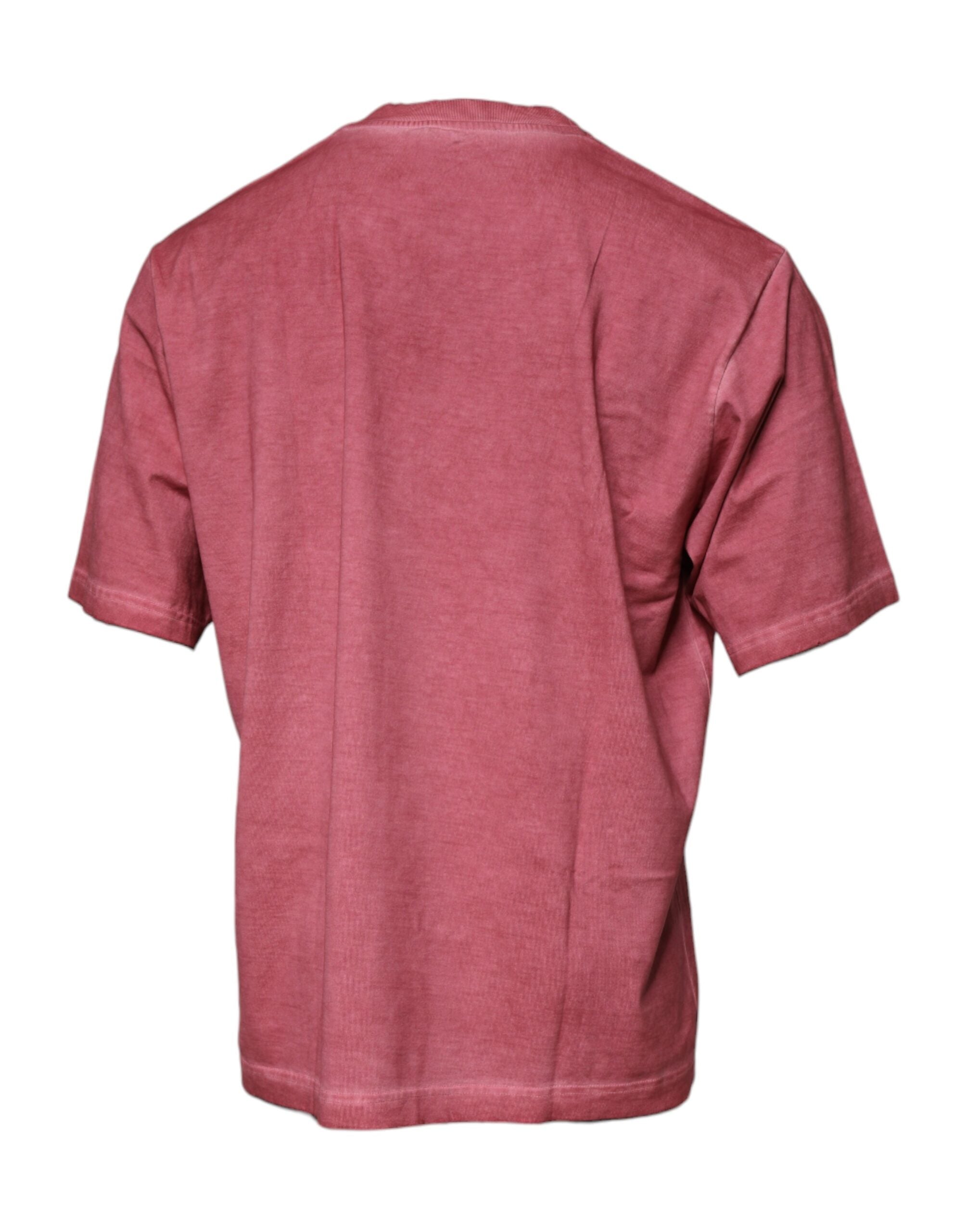 Dolce & Gabbana Pink Logo Print Cotton Crew Neck Men's T-shirt