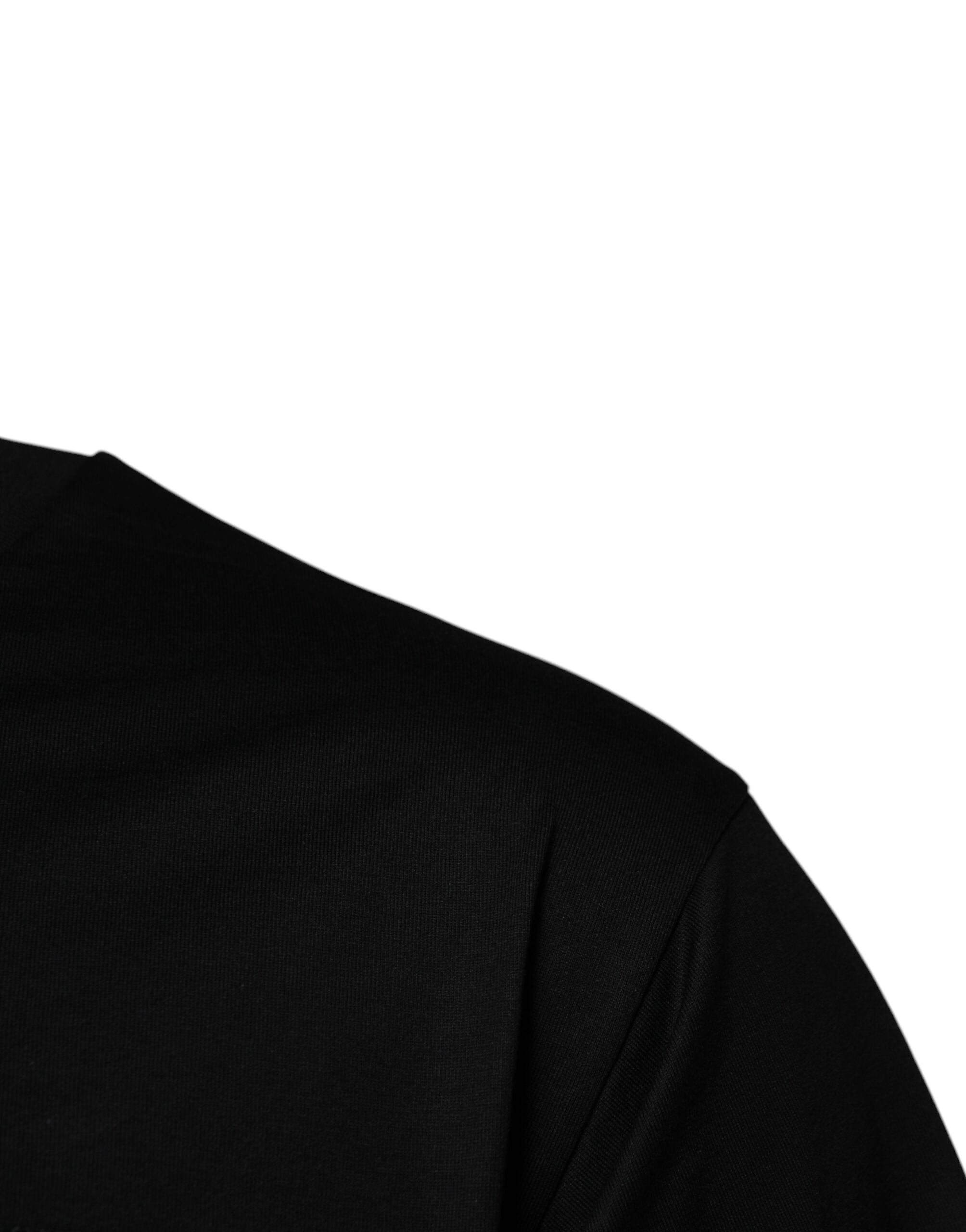 Dolce & Gabbana Black Logo Patch Cotton Crew Neck Men's T-shirt